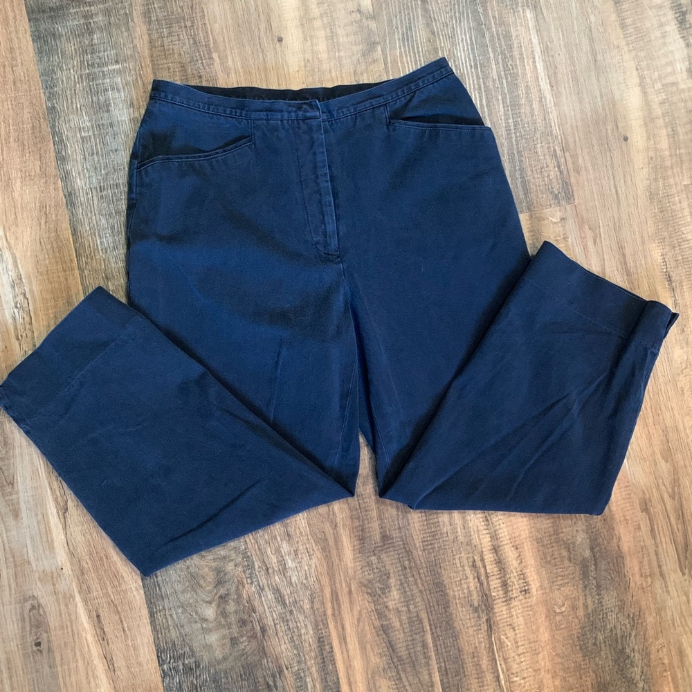 WOMENS INC STRETCH NAVY PETITE BUSINESS PANTS SIZE 4P EUC